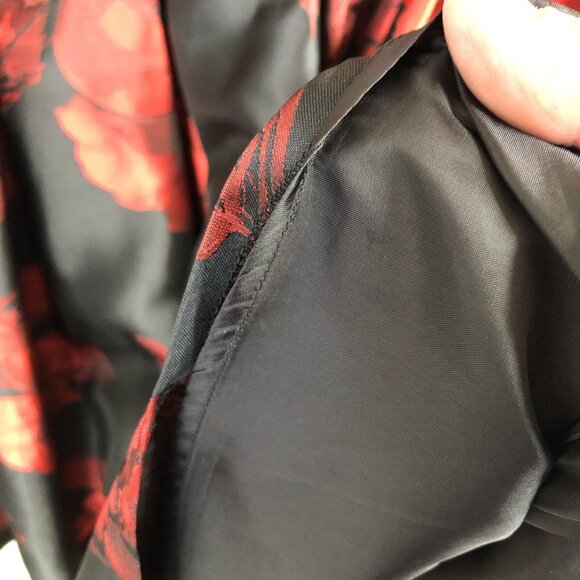 Tommy Hilfiger Dress Women 12 Red Black Jacquard Dark Floral Shiny Event NEW - Picture 8 of 16